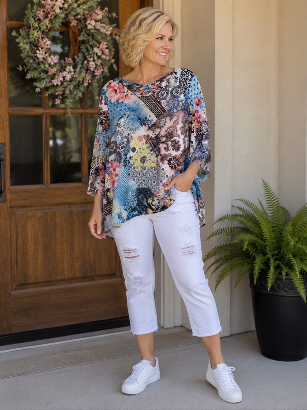 Boutique long sleeve blouse with butterfly cutout